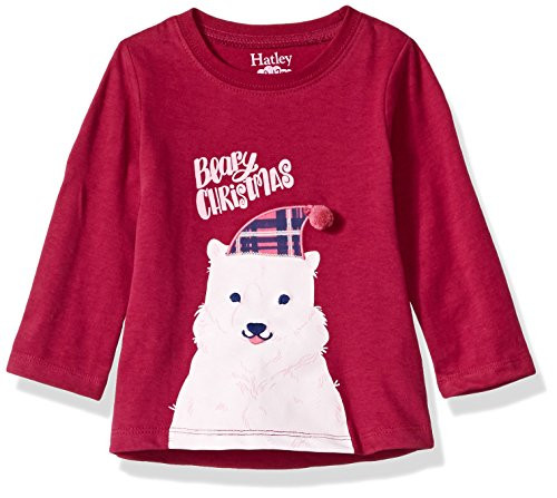 Hatley Baby Girls Mini Graphic Long Sleeve Tees  Polar Bear Holiday  9-12M
