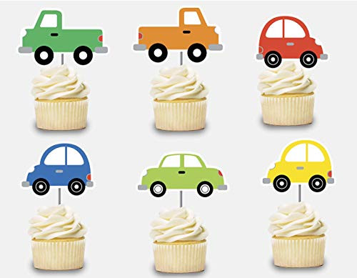 Cars Cupcake Toppers 12 pcs  Transportation Cake Picks Birthday Decoration  Party Supplies  Boys Baby Shower Themed Celebration