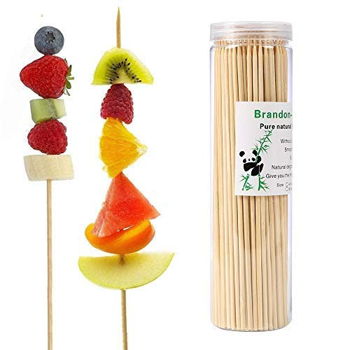 Brandonsuper Bamboo Skewers 8 Inch -200 Pcs- Natural BBQ for Shish Kabob  Grill  Appetizer  Fruit  Corn  Chocolate Fountain