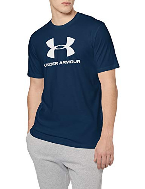 Under Armour Mens Sportstyle Logo Short-Sleeve T-Shirt   Academy Blue -408--White   Large