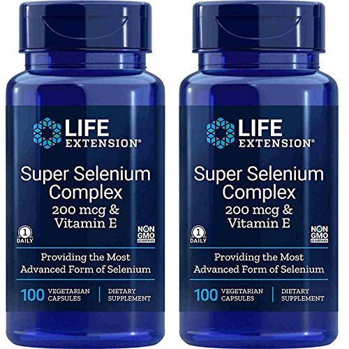 Life Extension Super Selenium Complex 200 mcg and Vitamin E  2 Pack -2x100 vegetarian capsules-