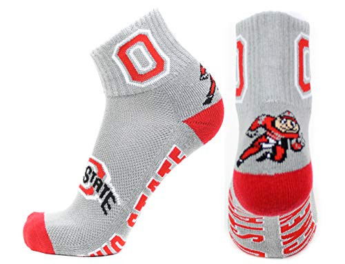 NCAA Ohio State Buckeyes Mens Quarter Socks  Gray-Scarlet-Black-White