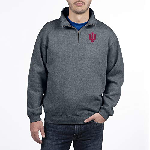 Top of the World Indiana Hoosiers Mens Dark Heather Classic Quarter Zip Pullover  X-Large