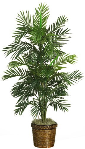 Nearly Natural 5263-03 Areca Palm Decorative Silk Tree with Basket, 4-Feet, Green