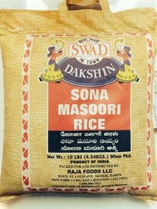Swad Sona Masoori Rice - 10lb-  4-54kg-