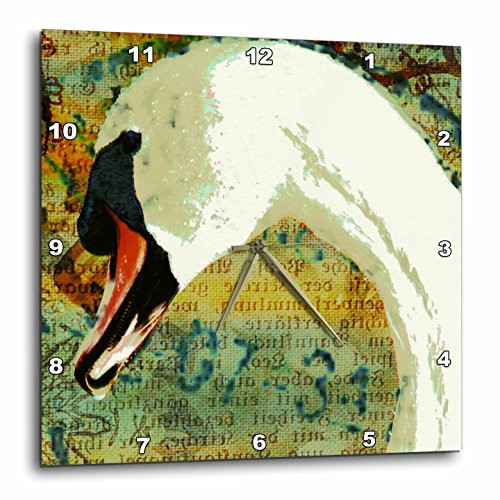 3dRose DPP-10939-1 Wall Clock  Swan Digital Art  10 by 10-Inch