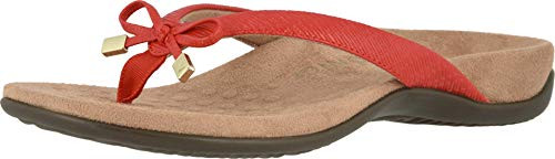 Vionic Womens Rest Bella II Toepost Sandal - Ladies Flip Flop with Concealed Orthotic Arch Support Cherry Woven 9 Medium US