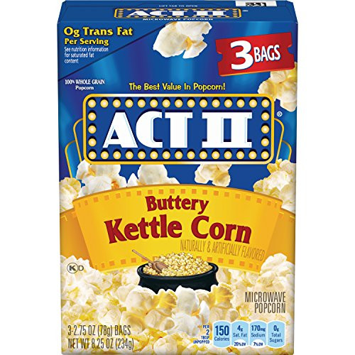 ACT II  Microwave Popcorn  Buttery Kettle Corn  2-75-oz- Bags  3 Ct