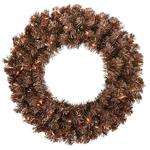 Vickerman Wreath with 180 PVC tips & 50 Dura-Lit Italian LED Mini Lights, 24", Warm White/Mocha