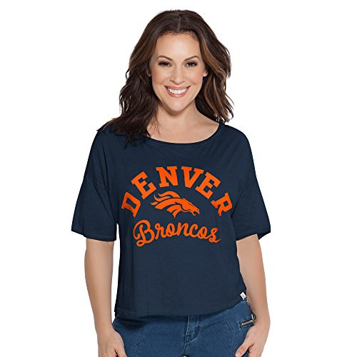 NFL Denver Broncos Womens Touch Second Base Reversible Tee  Medium  Navy