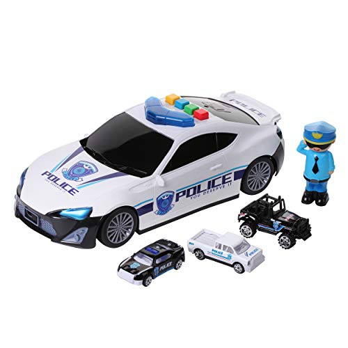 Dazmers Police Vehicle Storage Toy - Police Car Carrier Toy for Kids with Lights and Sounds - Police Cars Toys Set for Cops and Robbers Game  Includes