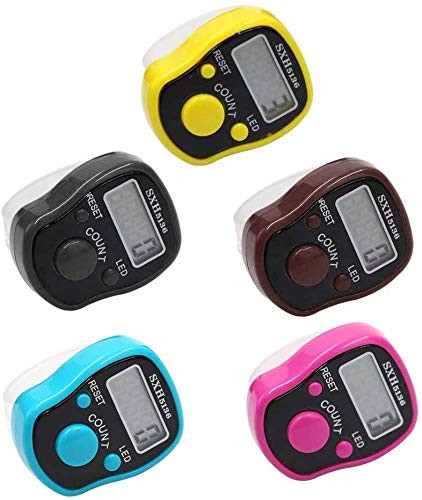 ROYAL WIND 5 Pcs Tally Counter Finger Counters - 5 Digital LED Electronic Finger Counter  Mechanical Manual Clicker Number Lap Tracker Counter
