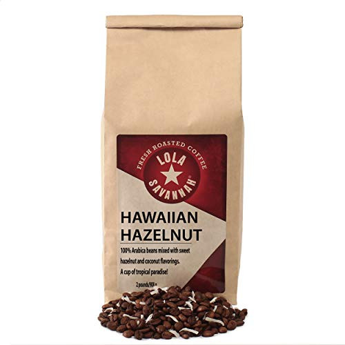 Lola Savannah Hawaiian Hazelnut Whole Bean Coffee - A Cup of Tropical Paradise - Roasted with Mild Hazelnut and Real Coconut Flakes - Caffeinated - 2lb