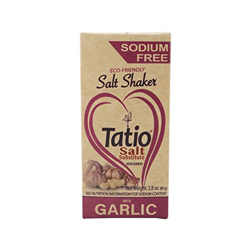 Tatio Salt 100 Natural  Sodium Free  Salt Substitute Garlic - Eco-Friendly salt Shaker2-8 oz 80gr