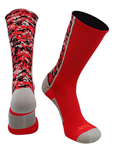 TCK Digital Camo Crew Socks -Red  Small-