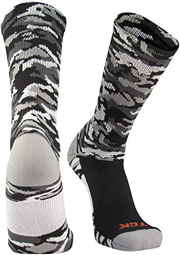 TCK Woodland Camo Crew Socks -Black Camo  Medium-