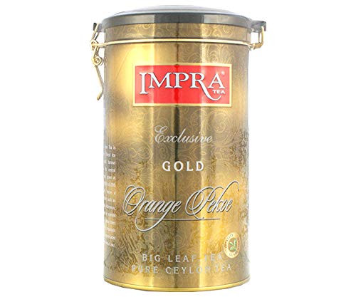Impra Black Loose Tea  Gold Metal Caddy  250 g  Big Leaf