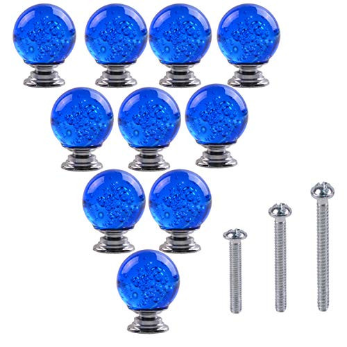 TECKE 10 Pack Crystal Cabinet Knobs for Dresser Drawers Door Pull Furniture Kitchen Drawer Handle Knobs-Medium Blue-