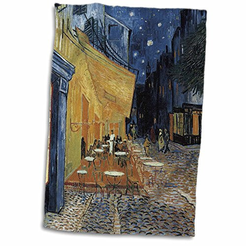 3D Rose Terrace of A Café at Night by Vincent Van Gogh Towel  15 x 22