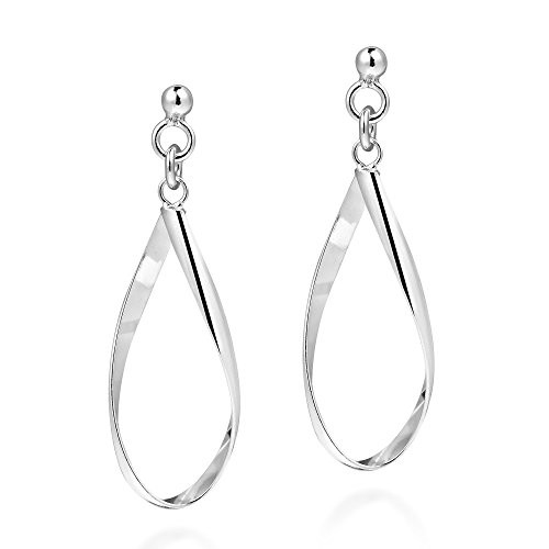 Handcrafted Open Teardrop Twist -925 Sterling Silver Post Dangle Earrings