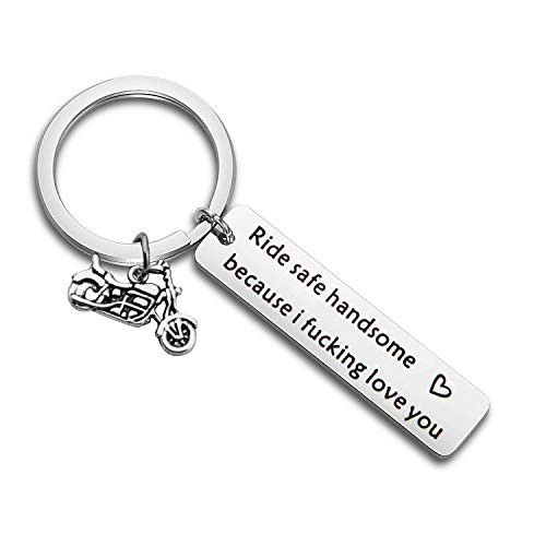 MAOFAED Biker Gift Ride Safe Keychain Ride Safe Handsome Because I Fucking Love You Motocycle Keychain Gift for Biker MAOFAED Biker Gift Ride Safe Keychain Ride Safe Handsome Because I Fucking Love You Motocycle Keychain Gift for Biker