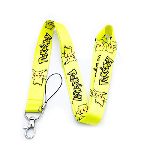 Pokemon Pikachu Cartoon Lanyard Key Chain ID Card Badge Holder -Yellow-