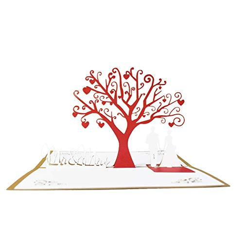 Magic Ants Love Pop Up Cards Anniversary Valentines Card for Wife Husband Couple Wedding Invitations 3d Greeting Cards Romance Bridal -Gold-