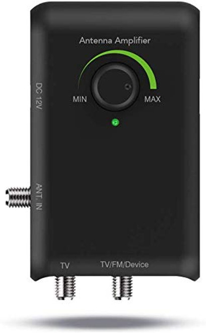 Antop HD Smart Boost Antenna Amplifier TV Antenna Amplifier Signal Booster  HDTV Booster with Dual Outputs for 2 TVs  HD Digital VHF UHF FM Amplifier
