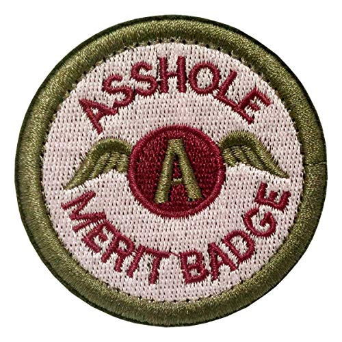 Patch Asshole Merit Badge Morale Tactical Patch Military Funny Patch - 2-5 Inches Diameter-Asshole-Red-Green-