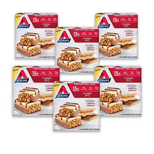 Atkins SMores Protein Meal Bar- Crispy and Creamy with Real Almond Butter- Keto-Friendly- -30 Bars- Atkins SMores Protein Meal Bar- Crispy and Creamy with Real Almond Butter- Keto-Friendly- -30 Bars-