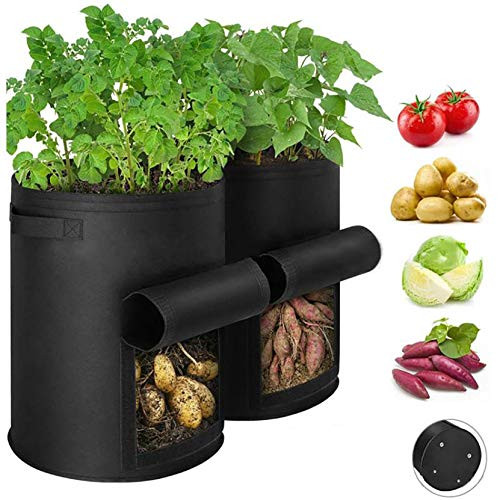 Falliny Potato Grow Bags 2 Pack 7 Gallon  Aeration Fabric Window Vegetable Grow Bags with Durable Handles  Nonwoven Grow Bags Fabric Pots for Vegetabl
