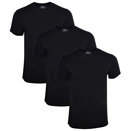 Basic Perspective Mens 100 Cotton Tagless 3-Pack Crew Neck T-Shirt Black