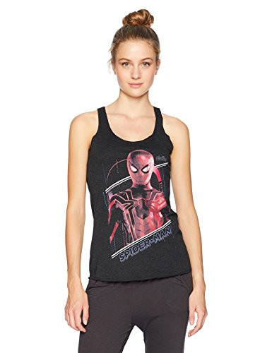 Marvel Juniors Womens Avengers Infinity Wars Tanks  Black--Spiderman tech  Medium