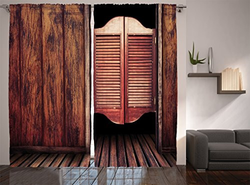Ambesonne Western Decor Collection, Old Vintage Rustic Wild West Swinging Cowboy Bar Saloon Door Picture, Window Treatments, Living Room Bedroom Curtain 2 Panels Set, 108 X 84 Inches, Brown Peru Ambesonne Western Decor Collection, Old Vintage Rustic Wild West Swinging Cowboy Bar Saloon Door Picture, Window Treatments, Living Room Bedroom Curtain 2 Panels Set, 108 X 84 Inches, Brown Peru