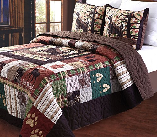 Greenland Home 3 Piece Whitetail Lodge Quilt Set, King