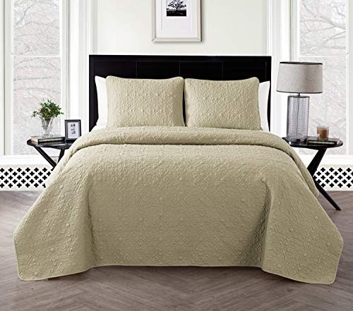 VCNY Home Caroline 2 Piece Embossed Floral Quilt Set Full/Queen Taupe