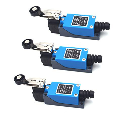 Antrader 3PCS ME-8104 Revolving Plastic NC-NO Momentary Roller Lever Arm Limit Switch for CNC Mill Laser Plasma