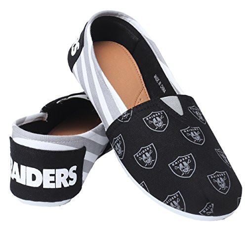 FOCO NFL Oakland Raiders Womens Canvas Stripe Shoes Medium -7-8- Black FOCO NFL Oakland Raiders Womens Canvas Stripe Shoes Medium -7-8- Black