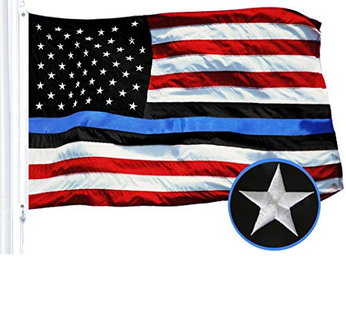G128 - Blue Lives Matter American USA Police Flag Embroidered Stars Sewn Stripes 2x3 FT Brass Grommets - Honoring Men Women Law Enforcement Officers R G128 - Blue Lives Matter American USA Police Flag Embroidered Stars Sewn Stripes 2x3 FT Brass Grommets - Honoring Men Women Law Enforcement Officers R