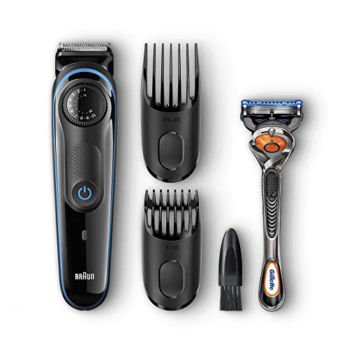 Braun BT3040 Beard Trimmer for Men  Cordless Hair Clipper  Black-Blue  with Gillette ProGlide Razor
