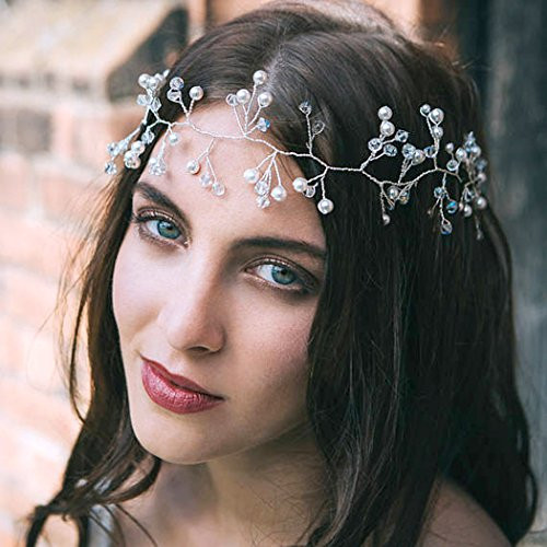 Yean Wedding Hair Vine Bridal Bead Headband Headdress for Bride and Bridesmaids -Silver 40cm - 15-7inches- Yean Wedding Hair Vine Bridal Bead Headband Headdress for Bride and Bridesmaids -Silver 40cm - 15-7inches-