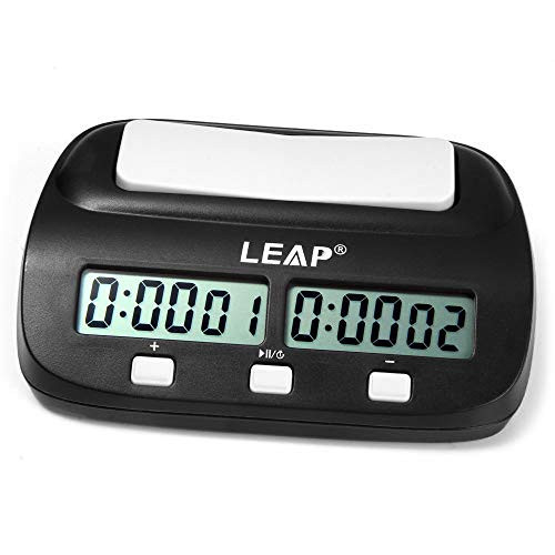 JIESENG Chess Clock Digital Chess Timer Count UP-Down Bonus Delay Chess Clock  Portable -Black-