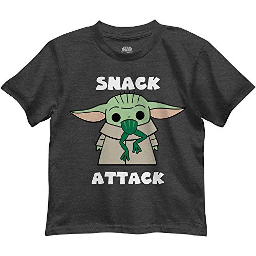 Star Wars Mandalorian The Child Snack Attack Baby Yoda Toddler Boys Juvy T-Shirt-Charcoal Heather X-Large-