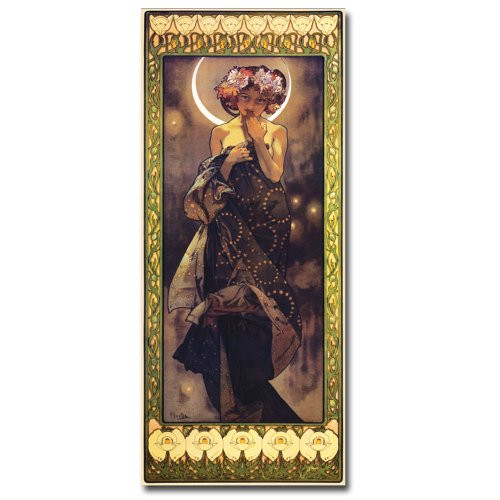 The Moon by Alphonse Mucha, 20x47-Inch Canvas Wall Art