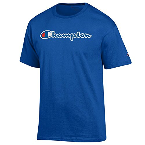 Champion Mens Classic Jersey Script Cotton T-Shirt -Large Royal-Champion Classic Script Logo- Champion Mens Classic Jersey Script Cotton T-Shirt -Large Royal-Champion Classic Script Logo-
