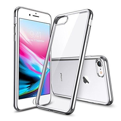 ESR iPhone 8 Case, iPhone 7 Case, Crystal Transparent Clear Flexible Soft Gel TPU Cover Shell [Support Wireless Charging] [Slim Fit] for Apple 4.7" iPhone 8(2017 Release)/iPhone 7(2016)(Silver)