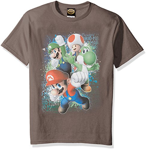 Nintendo Big Boys Friends Jump Graphic T-shirt  Charcoal  YL