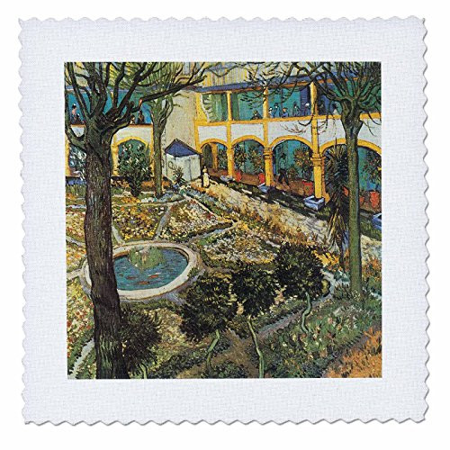 3dRose Courtyard of The Hospital at Arles by Vincent Van Gogh-Quilt Square 6 by 6-inch -qs-128152-2- 3dRose Courtyard of The Hospital at Arles by Vincent Van Gogh-Quilt Square 6 by 6-inch -qs-128152-2-