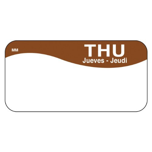 DayMark MoveMark Day of The Week Trilingual Removable Label  Thursday  1 x 2  Brown -Roll of 1000-
