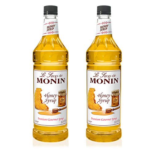 Monin - Honey Syrup  Smooth Sweet Honey Flavor  Great for Teas  Lemonades  Cocktails  and Coffee  Gluten-Free  Vegan  Non-GMO -1 Liter  2-Pack-